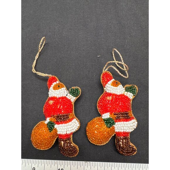 Handcrafted St Nicholas Parvex A Warsi Glass Beaded Santa Claus Ornaments Set 8 - Picture 8 of 12